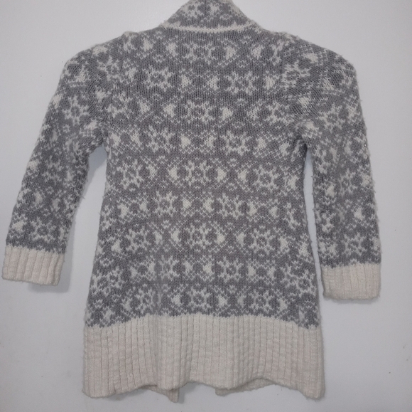 TAHARI GIRLS 4 WOOL BLEND 3 BUTTON CABLE KNIT CARDIGAN SNOWFLAKE SWEATER W BOW - Picture 6 of 8